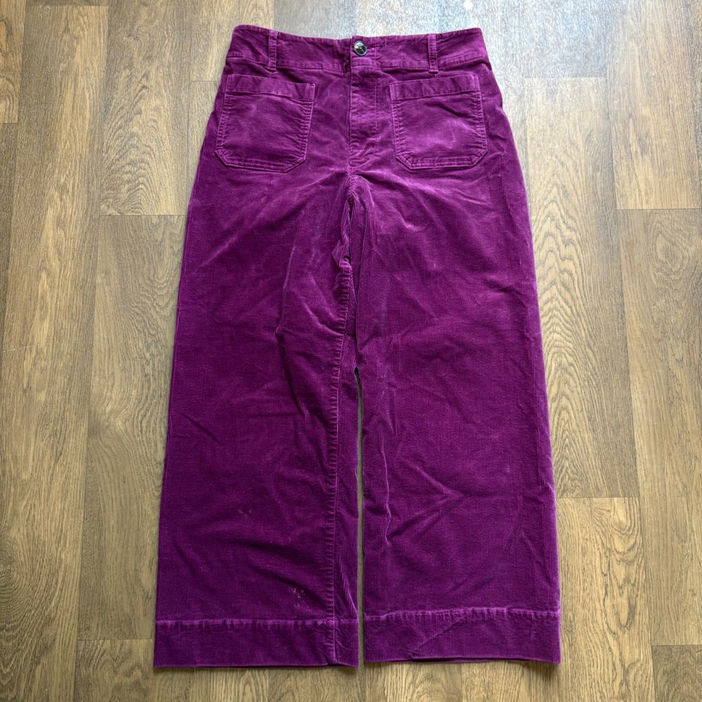 Maeve Anthropologie Women's Purple The Colette Corduroy Wide Leg Trousers - Picture 2 of 8